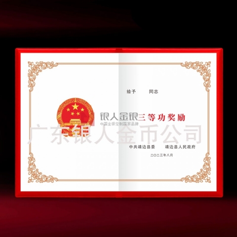 中共陜西榆林靖邊縣委公務(wù)員獎(jiǎng)勵(lì)證書定制