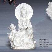 放生觀音純銀擺件、純銀戲魚放生觀音菩薩工藝擺件