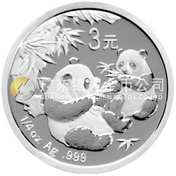 中國熊貓金幣發(fā)行25周年金銀紀念幣1/4盎司圓形銀質(zhì)紀念