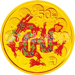 2012中國(guó)壬辰（龍）年金銀紀(jì)念幣1/10盎司圓形金質(zhì)彩色紀(jì)念幣
